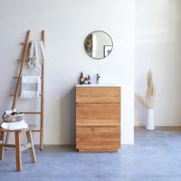 mueble de bano de roble macizo y ceramica de 60 cm