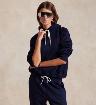 Polo Ralph Lauren para mujer. 211971698002 Sudadera de felpa Shrunken Fit marino (M), Casual, Algodón