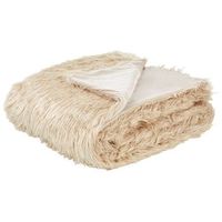 manta de acrilico marron claro 200 x 220 cm poliester pelo largo dormitorio delice