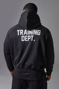 Sudadera Recta Con Capucha Y Estampado Training Dept, Negro