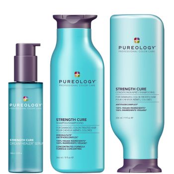 Pureology Strength Cure Shampoo & Conditioner 266ml With Strength Cure Serum 100ml