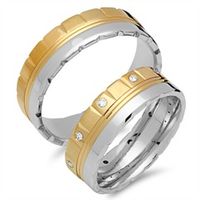 alianzas 8 quilates oro amarillo-blanco 10 diamantes