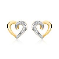 pendientes corazon de oro 14 quilates con diamantes