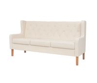 vidaxl sofa de 3 plazas de tela color blanco crema