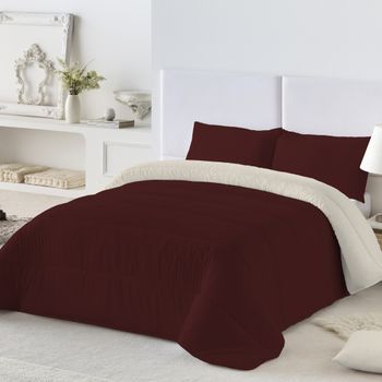 Naturals - Edredón Nórdico Reversible Bicolor - Cama 135/150 - Burdeos/vainilla