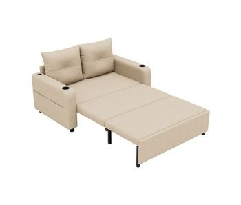 Sofá cama 2 plazas convertible de algodón y lino,beige