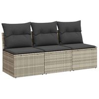 sofa de jardin  sofa de exterio con cojines 3 plazas ratan sintetico gris claro