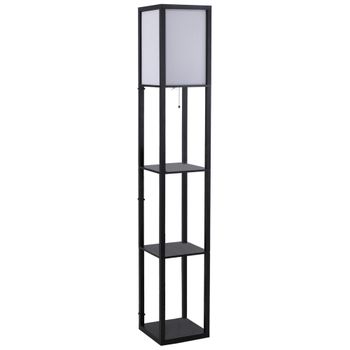 HOMCOM Lámpara de Pie Moderna con 3 Estantes de Almacenaje para Bombilla E27 40W para Salón Dormitorio 26x26x160 cm Negro y Blanco   Aosom España