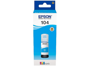 Botella de tinta - Epson 104 EcoTank, Compatible con ET-2865 / ET-2876 ET-1810, 65 ml, Cian