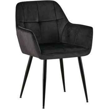 Silla De Salón Emia En Terciopelo Negro 61x56.5x84 Cm Clp