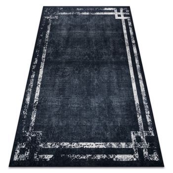 Alfombra Lavable Andre 1486 Marco Vintage Antideslizante - Negro / Bla 120x170 Cm