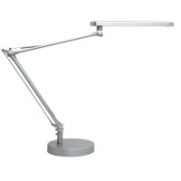 unilux lampara de escritorio led mambo doble brazo con triple articulacion color gris metalizado