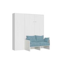 cama plegable kentaro de 120 cm tamano queen con sofa y columna en blanco ceniza y azul claro