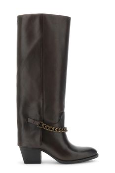 botas de piel con cadena frontal dark brown 38