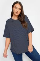 yours camiseta azul oscuro mil rayas mujer curvy y tallas grandes yours