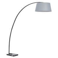 lampara de pie de metal gris pantalla tambor poli algodon base marmol 188 cm forma curva moderno benue