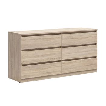 Cómoda 6 cajones clara paneles de aglomerado madera