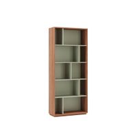 estanteria libreria en melamina nogal y verde 191x80x32 cm