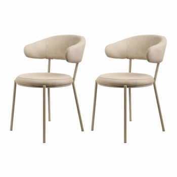 Conjunto de 2 sillas de comedor beige acolchadas en tela