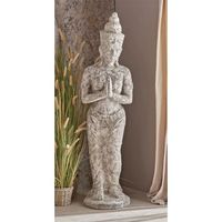 figura mujer buda de pie gris envejecido 47x47x165 cm