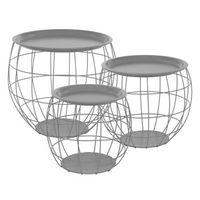 set de 3x mesas de centro auxiliares o31cmo38cmo47cm gris ml-design