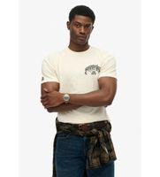 superdry para hombre m1012250a camiseta biker rock relaxed beige m casual algodon manga corta