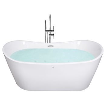 Bañera Independiente De Acrílico Blanco Plateado Con Rebosadero 180 Cm Moderno Antigua