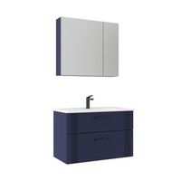 conjunto de mueble con lavabo y espejo 2 piezas  - 85 x 45 x 55 cm - azul marino mate