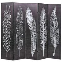biombo divisor plegable 200x170 cm plumas blanco y negro vidaxl