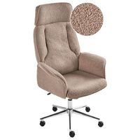 silla de oficina moderna giratoria altura ajustable brazos curvados tapizado de boucle marron pilot