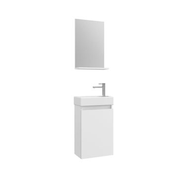 Conjunto de mueble lova de baño con lavabo y espejo blanco