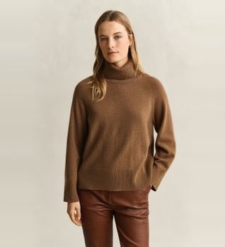 Gant para mujer. 4802417 Jersey Cashmere Turtleneck caqui (L), Marrón, Beige, Lana, Clásico