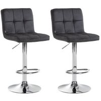 juego de 2 taburetes de bar en terciopelo negro con costuras decorativas en metal cromado pie de trompeta 100004393