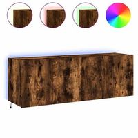 muebles tv de pared luces led 2 uds roble ahumado 60x35x41 cm vidaxl
