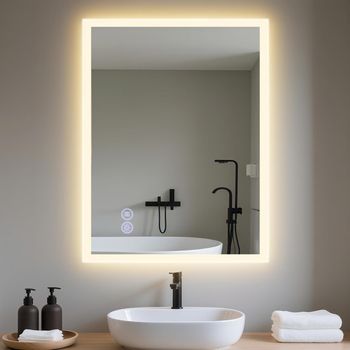 Espejo De Baño Iluminado Con Interruptor Táctil Y Regulable Zmh