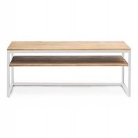 mueble tv icub 100x40x45cm blanco en madera maciza de pino acabado vintage estilo industrial