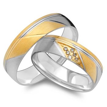 Alianzas 8 quilates oro amarillo-blanco 6 diamantes