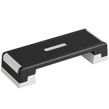 SPORTNOW Step de Aeróbic Step para Fitness con Altura Ajustable de 15/20/25 cm Carga 250 kg para Casa Gimnasio Negro