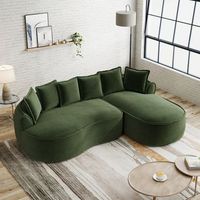 sofa modular en forma de l de chenilla verde 3 plazas chaise longue extra grande sin montaje