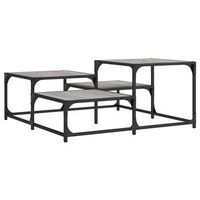 mesa de centro estilo industrial con estante 875 x 875 x 40 cm madera de ingenieria gris y metal dec040110