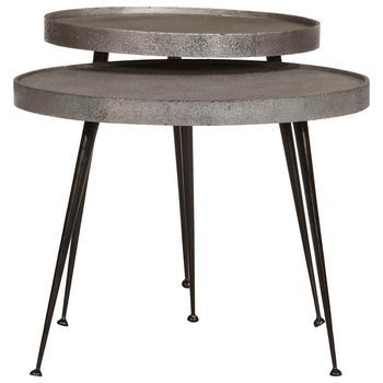 Mesa De Centro 55x55x45 Cm Madera Tratada, Metal - Plateado