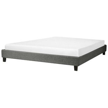Cama Tapizada Gris 180 X 200 Cm Con Somier Sin Cabecero Roanne