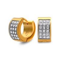 de aros de acero inoxidable dorado con juego de piedras