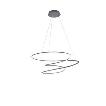 Lámpara Colgante Led Spira De Metal, Color Gris Metalizado, 96w