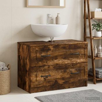 Vidaxl Mueble De Lavabo Para Baño Utrecht Roble Ahumado