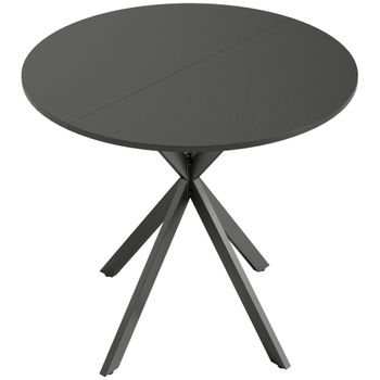 HOMCOM Mesa de cocina redonda, 80 cm, tablero compacto, tablero de partículas, metal, 80x80x75 cm Negro   Aosom España