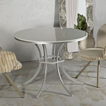 Mesa de comedor de metal plateado y mármol cm ø 100x76,5