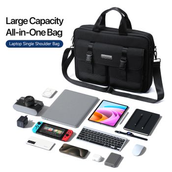 DUXDUCIS Bolso para portátil de 15,6 pulgadas para hombres y mujeres, maletín de negocios de gran capacidad, bolso para computadora con mano y correa para el hombro