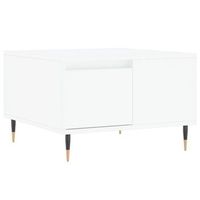 mesa de centro 55x55x365 cm madera y metal trabajados - blanco