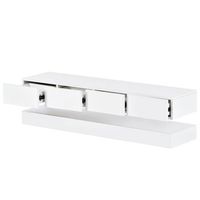 mueble de tv suspendido blanco con iluminacion led 130 cm y cuatro cajones